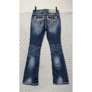 Rock Revival Kai Boot Jeans Women Sz 26 Blue Denim Embroidery Bling W26 L31